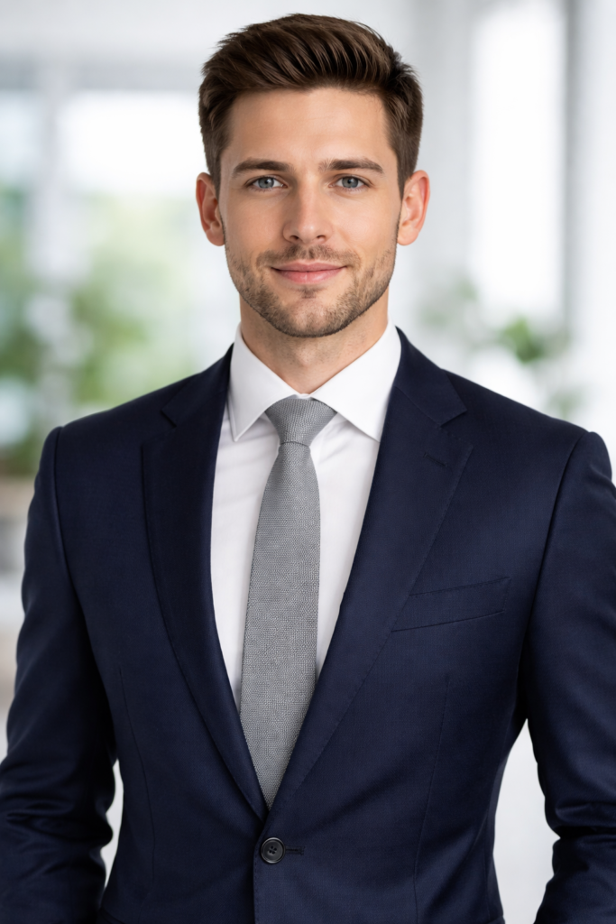 confident businessman in modern office